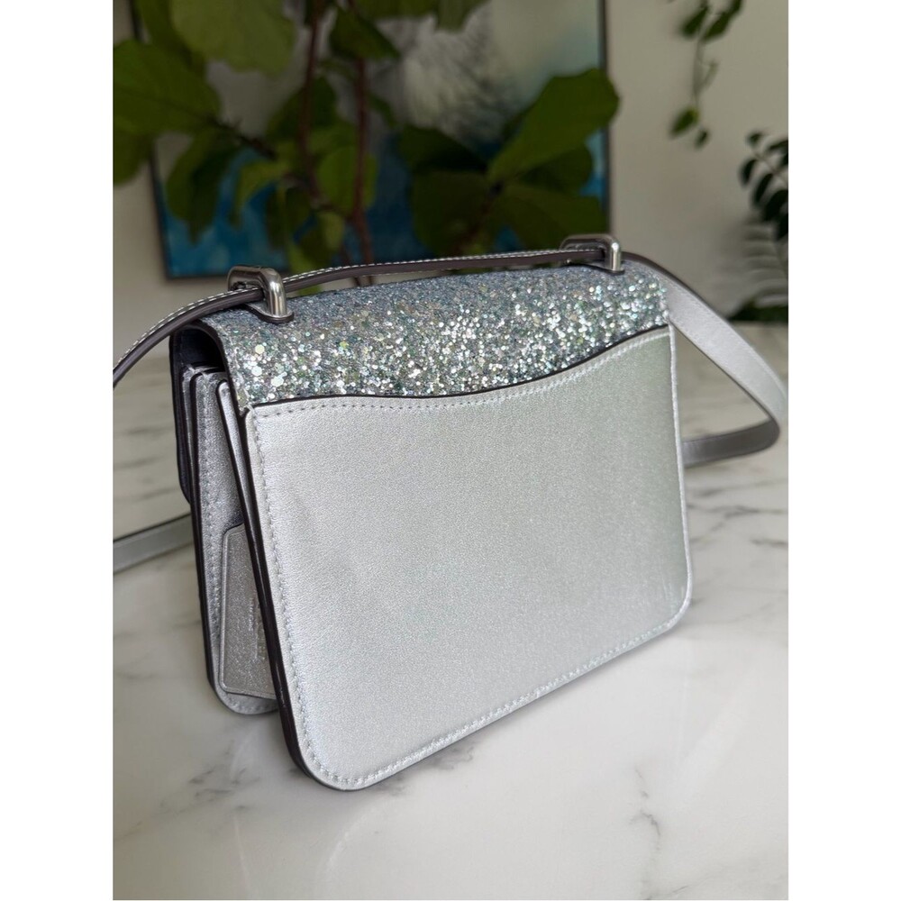 Coach Morgan Square Crossbody Shoulder Bag in Silver Glitter Leather CO925 - Picture 16 of 16